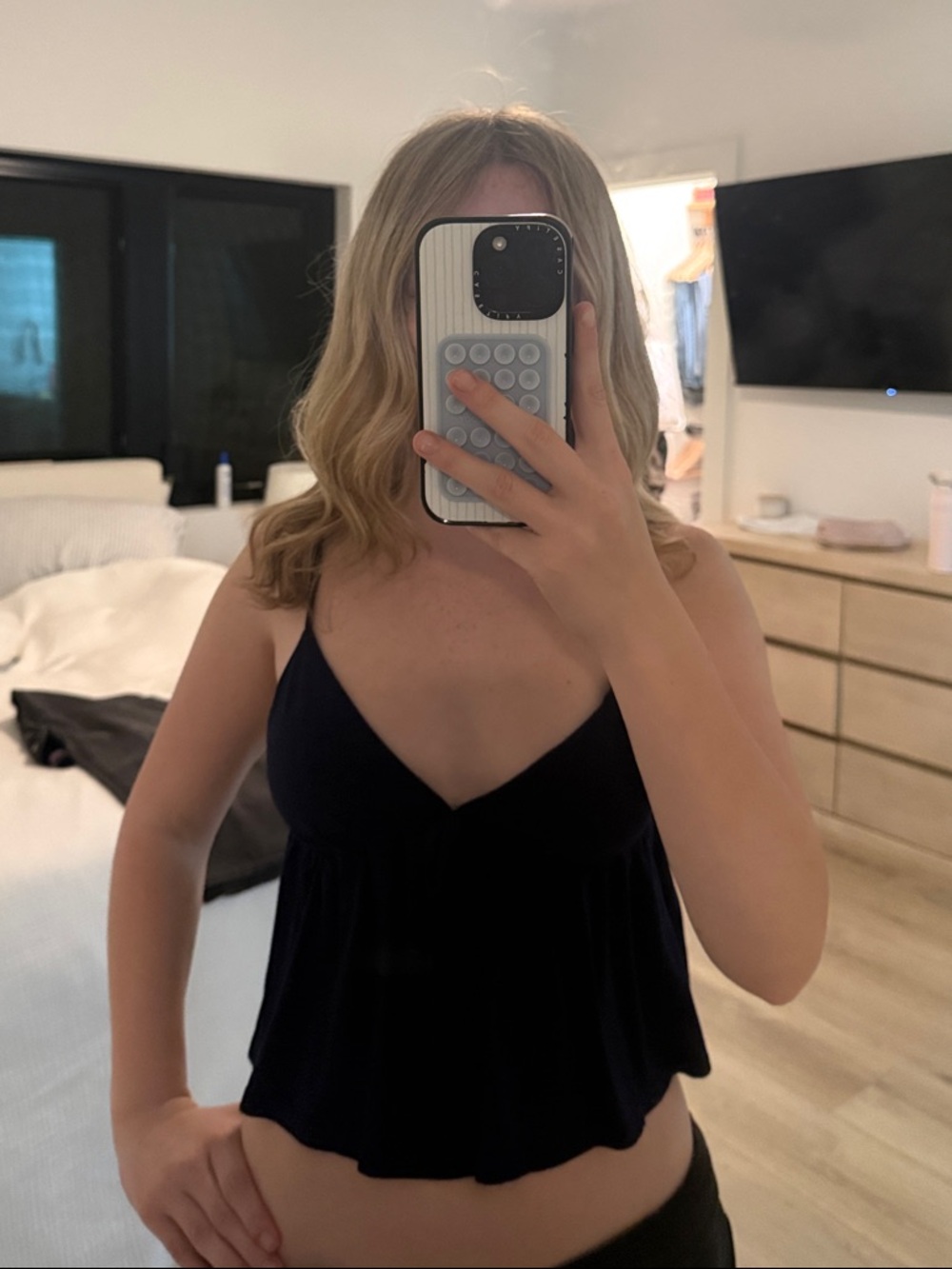 Navy blue Edikted V-Neck Spaghetti Strap Women's Baby Doll top